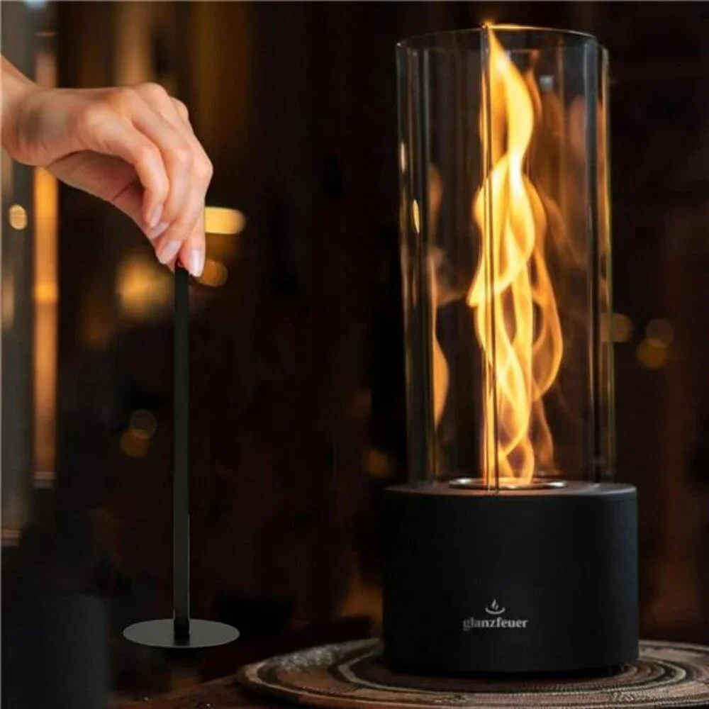 Tabletop Ethanol Fireplace Indoor Outdoor Fire Pit Glass Decor Gift for Home